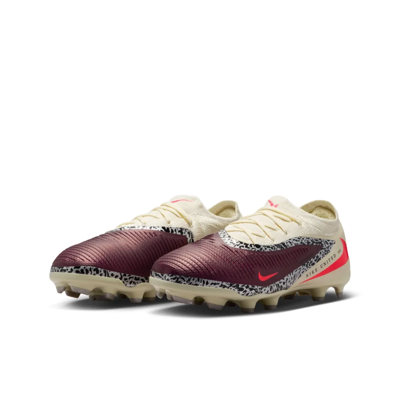 Nike Phantom 6 Low Pro Gras / Kunstgras Voetbalschoenen (MG) Kids Gebroken Wit Bordeauxrood Rood
