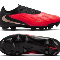 Nike Phantom 6 Low Pro Gras / Kunstgras Voetbalschoenen (MG) Kids Zwart Felrood Goud