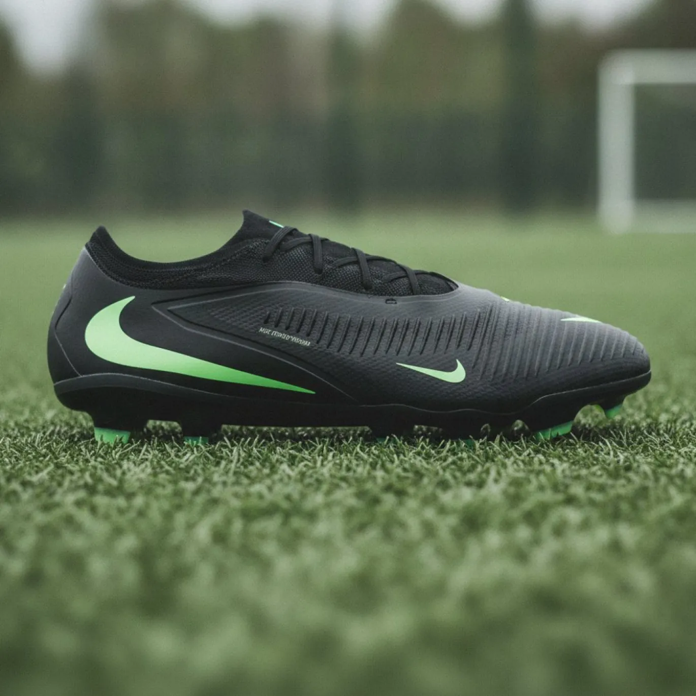 Nike Phantom 6 Low Pro Gras Voetbalschoenen (FG) Zwart Felgroen