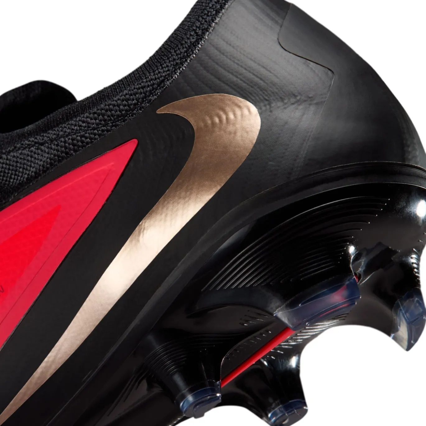 Nike Phantom 6 Low Pro Gras Voetbalschoenen (FG) Zwart Felrood Goud