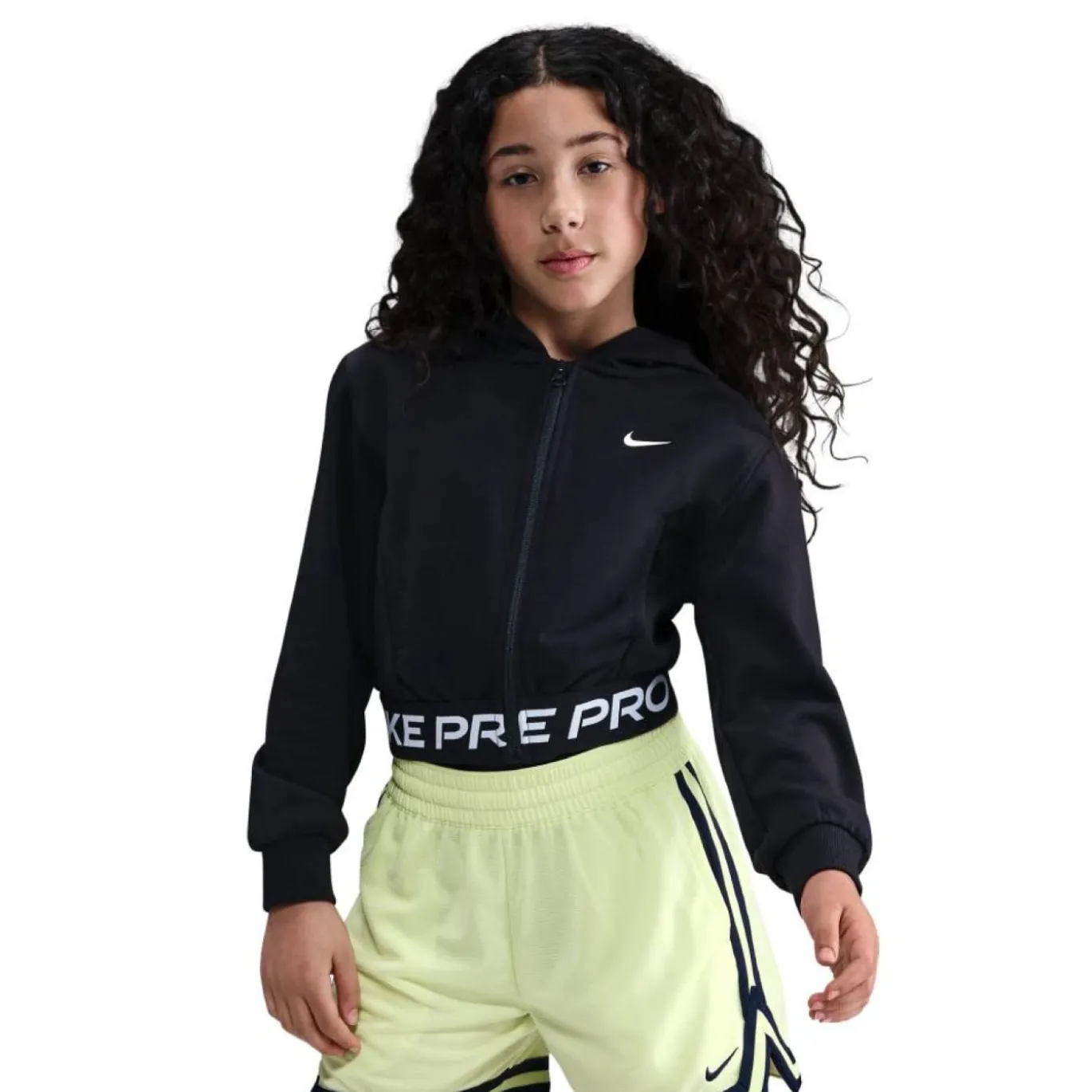 Nike Pro Fleece Trainingsjack Hooded Kids Zwart Wit