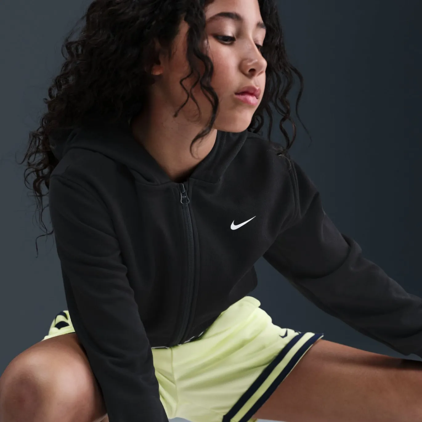 Nike Pro Fleece Trainingsjack Hooded Kids Zwart Wit