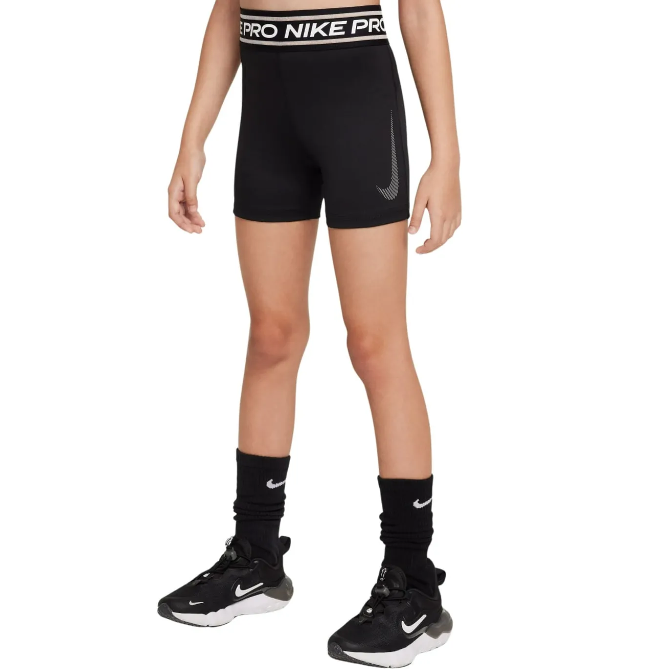 Nike Pro 3 Inch Sportbroekje Meisjes Zwart Wit