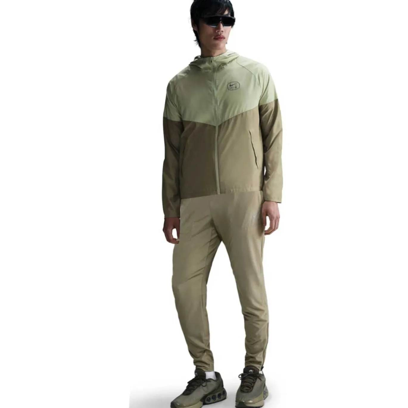 Nike Sportswear Air Woven Trainingspak Full-Zip Olijfgroen Groen Neongeel