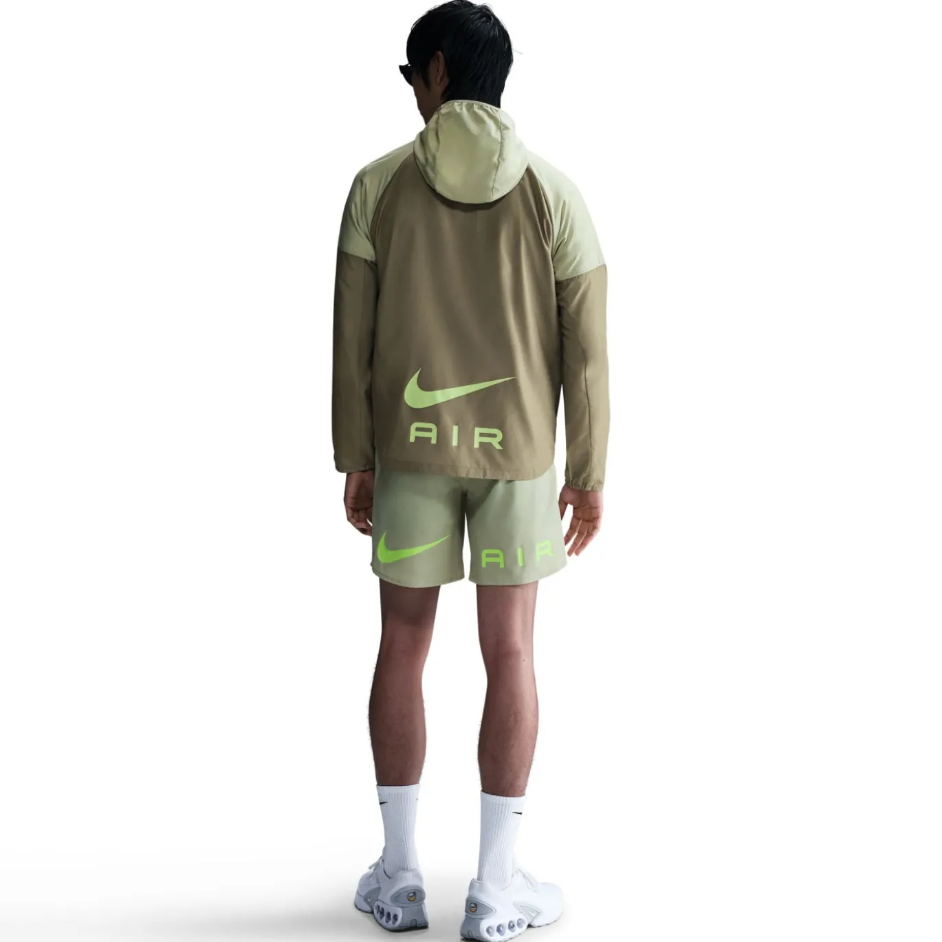 Nike Sportswear Air Woven Trainingspak Full-Zip Olijfgroen Groen Neongeel