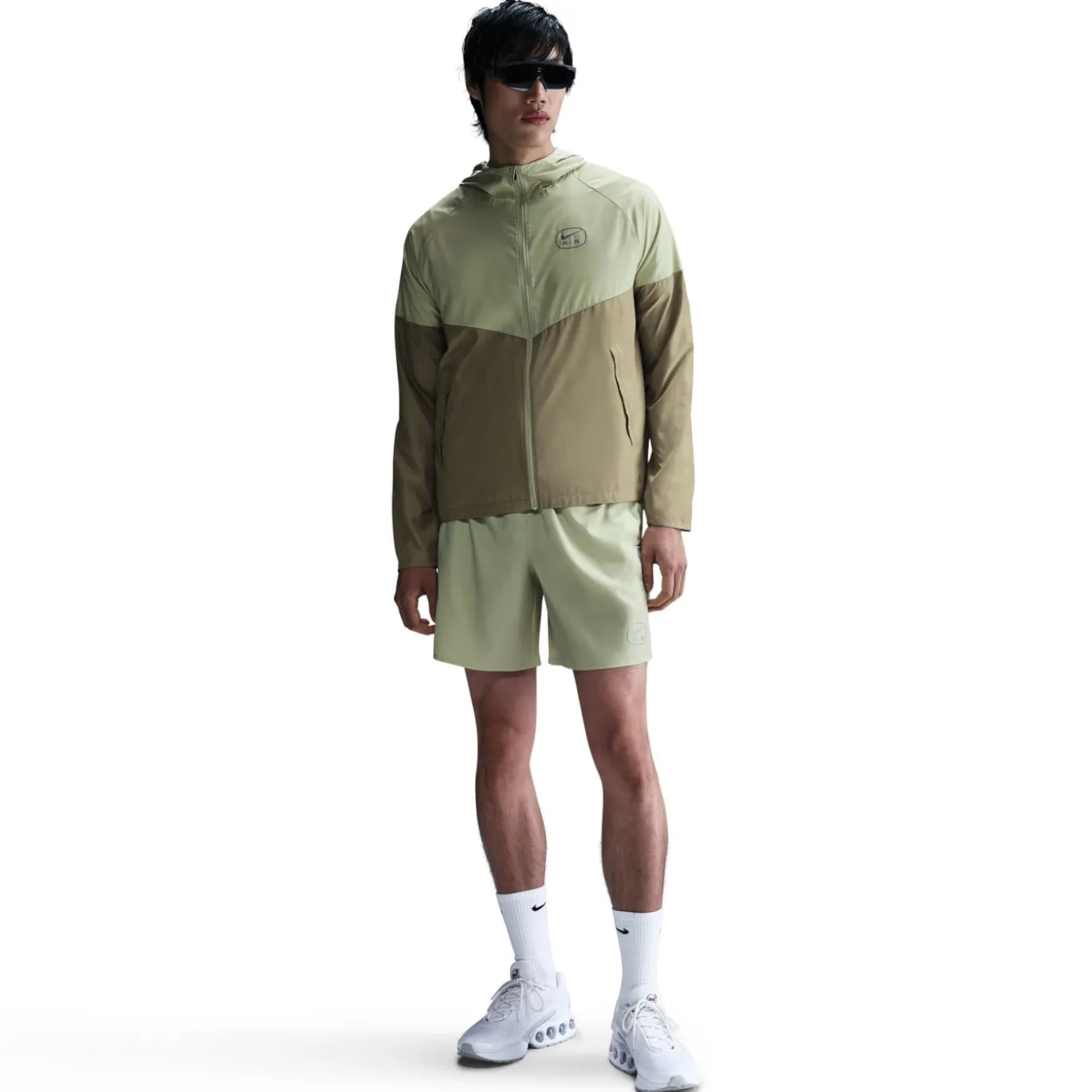 Nike Sportswear Air Woven Trainingspak Full-Zip Olijfgroen Groen Neongeel