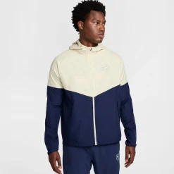 Nike Sportswear Air Woven Trainingspak Full-Zip Donkerblauw Beige Rood Zilver