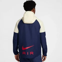 Nike Sportswear Air Woven Trainingspak Full-Zip Donkerblauw Beige Rood Zilver