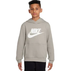 Nike Sportswear Club Big Logo Fleece Hoodie Kids Grijs Wit