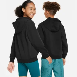 Nike Sportswear Club Big Logo Fleece Hoodie Kids Zwart Wit