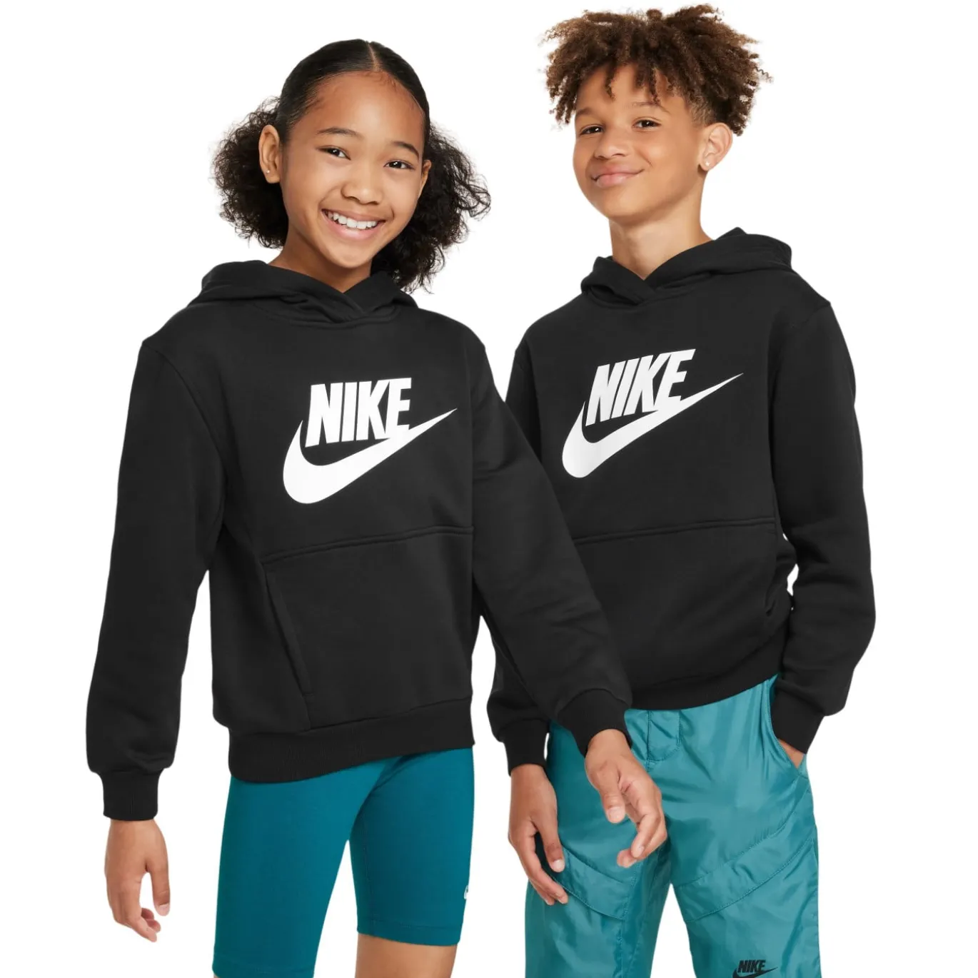 Nike Sportswear Club Big Logo Fleece Hoodie Kids Zwart Wit