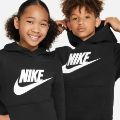 Nike Sportswear Club Big Logo Fleece Hoodie Kids Zwart Wit