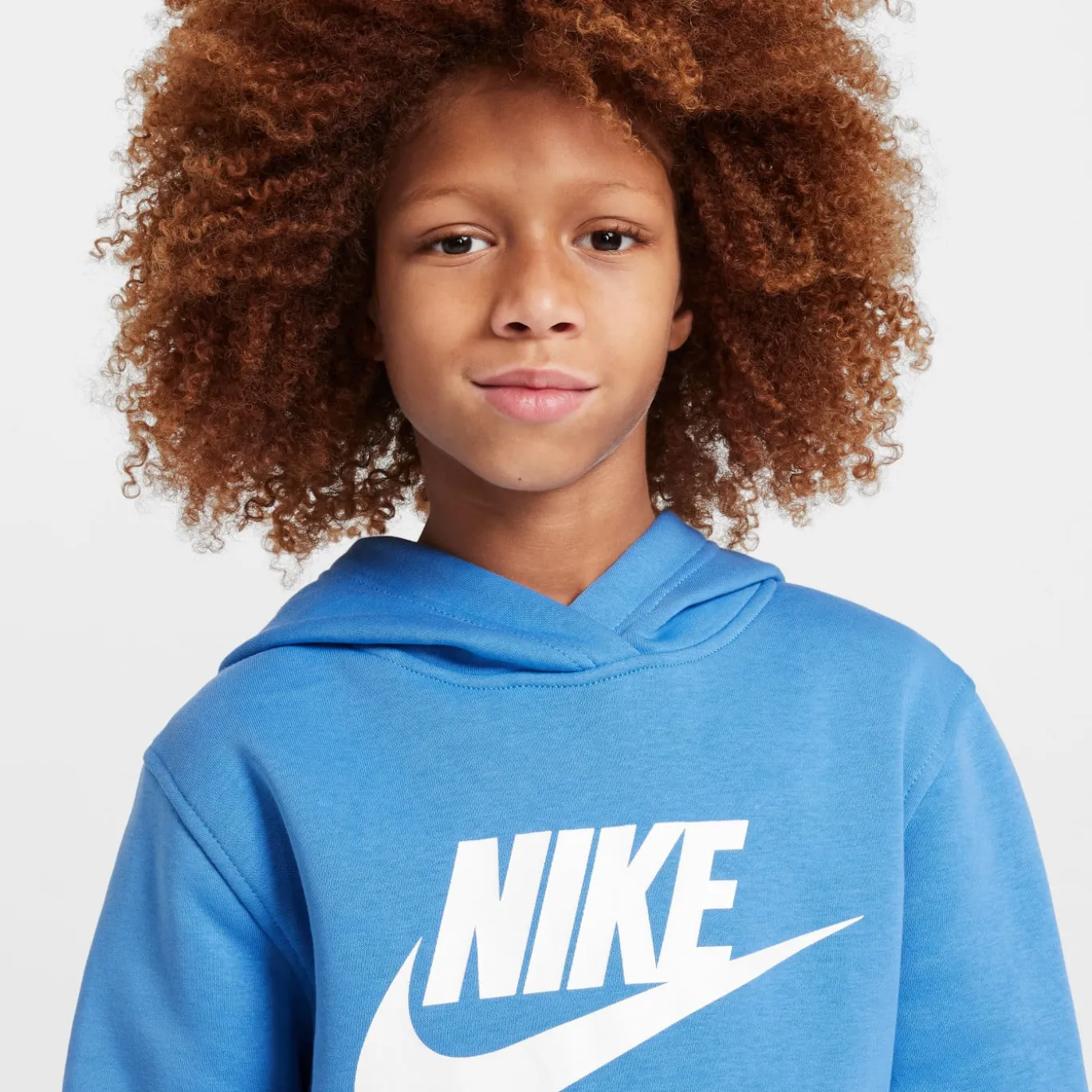 Nike Sportswear Club Big Logo Fleece Hoodie Kids Blauw Wit