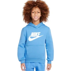Nike Sportswear Club Big Logo Fleece Hoodie Kids Blauw Wit