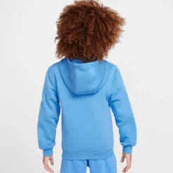 Nike Sportswear Club Big Logo Fleece Hoodie Kids Blauw Wit