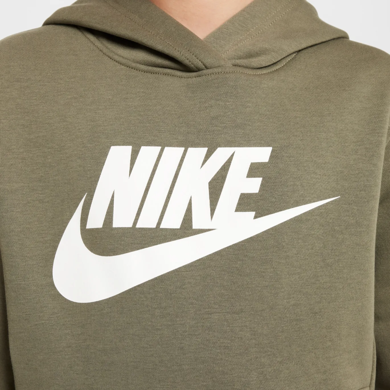 Nike Sportswear Club Big Logo Fleece Hoodie Kids Olijfgroen Wit