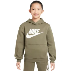 Nike Sportswear Club Big Logo Fleece Hoodie Kids Olijfgroen Wit