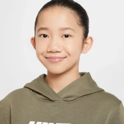 Nike Sportswear Club Big Logo Fleece Hoodie Kids Olijfgroen Wit