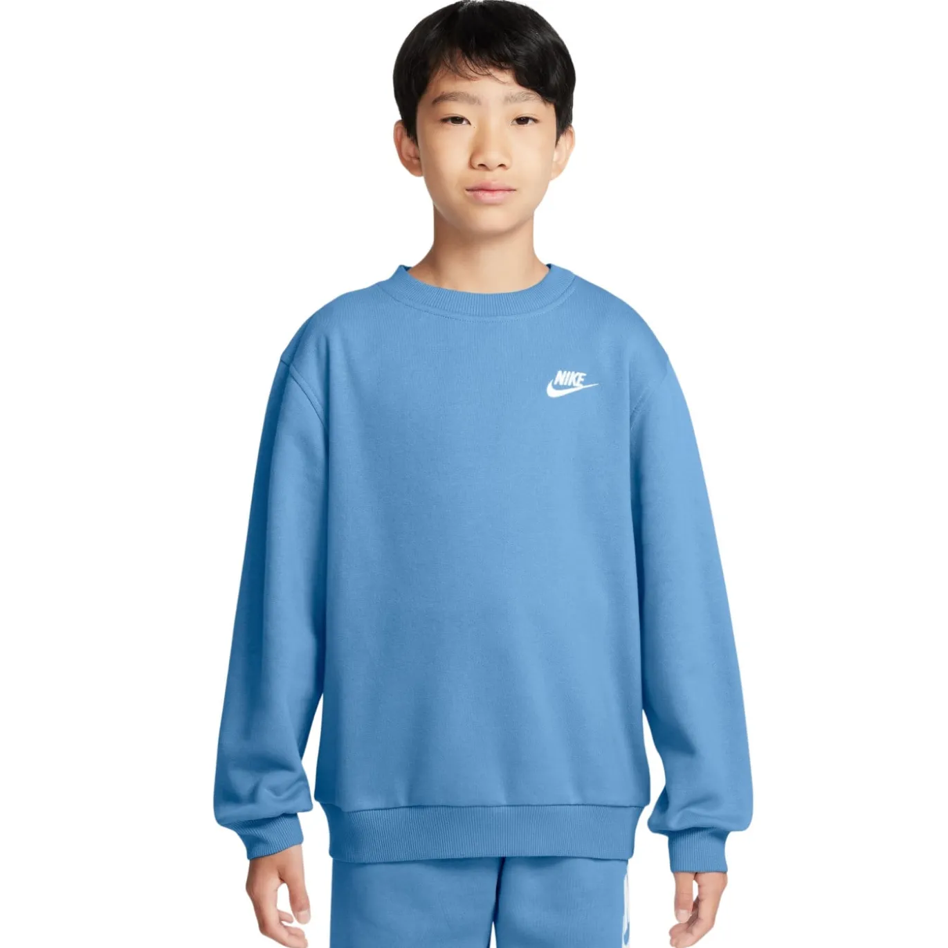 Nike Sportswear Club Fleece Crew Sweater Kids Blauw Wit