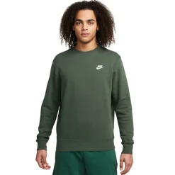 Nike Sportswear Club Fleece Crew Sweater Donkergroen Wit
