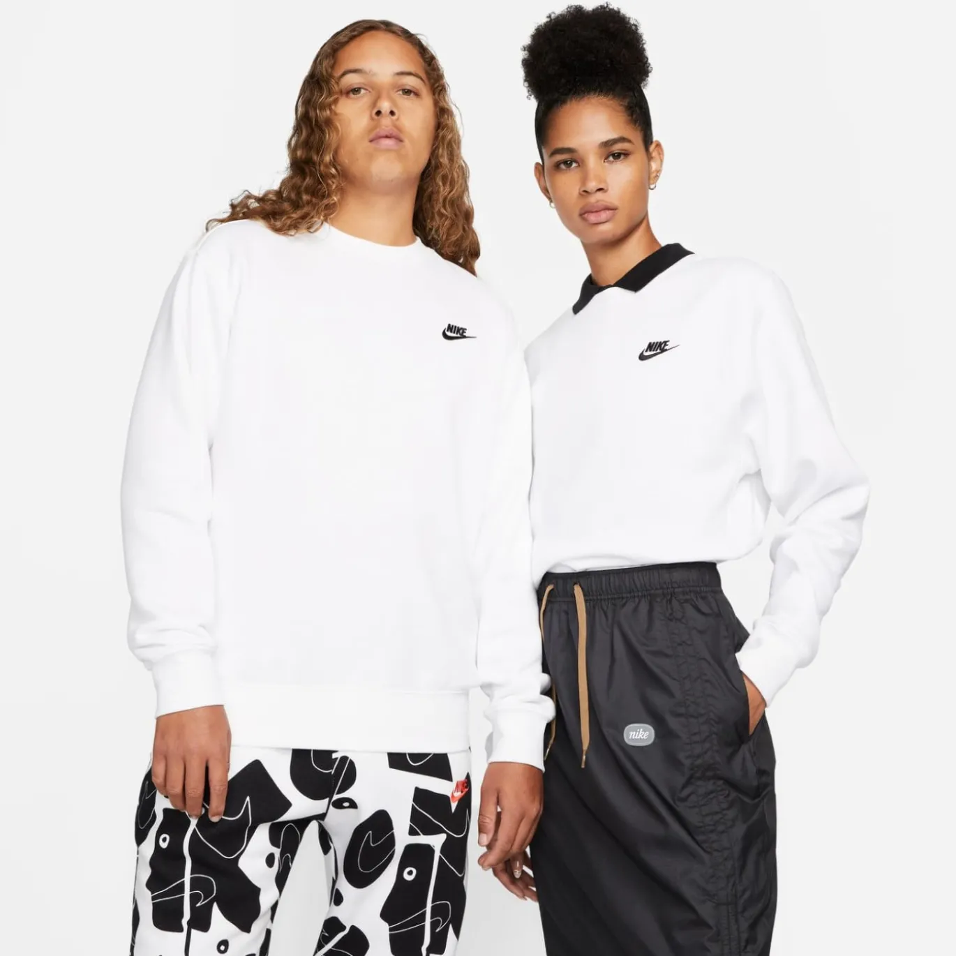 Nike Sportswear Club Fleece Crew Sweater Wit Zwart
