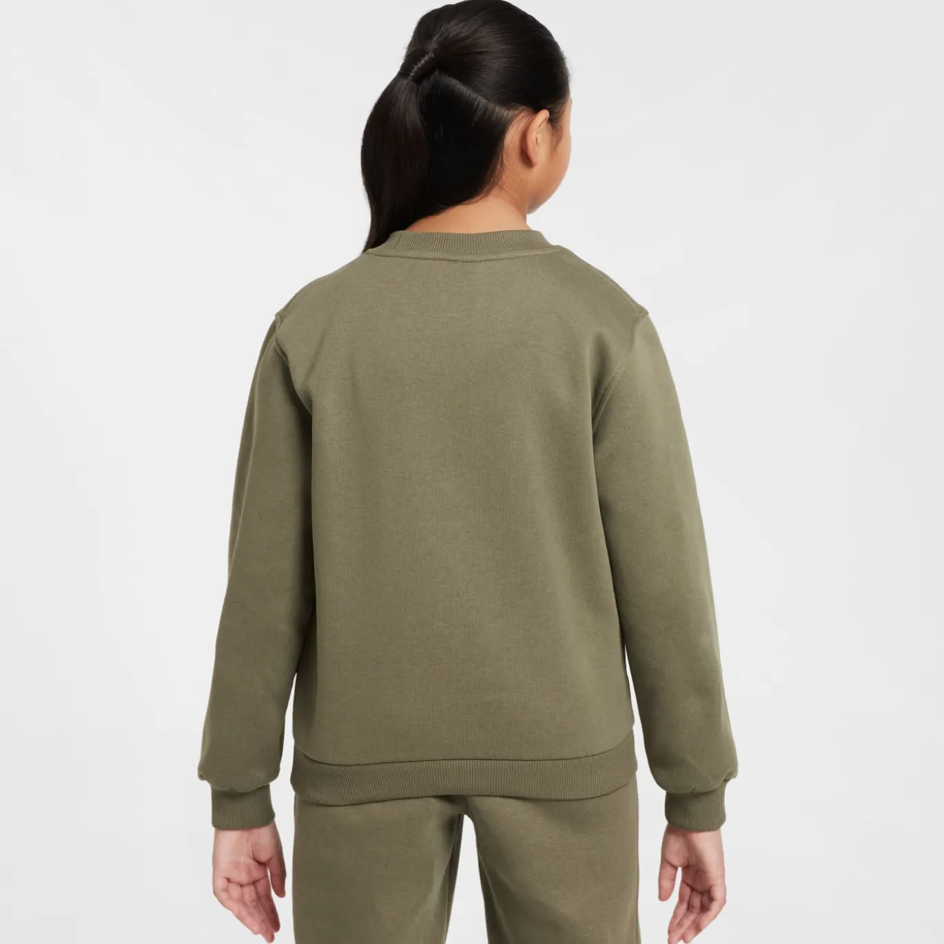 Nike Sportswear Club Fleece Crew Sweater Kids Olijfgroen Wit
