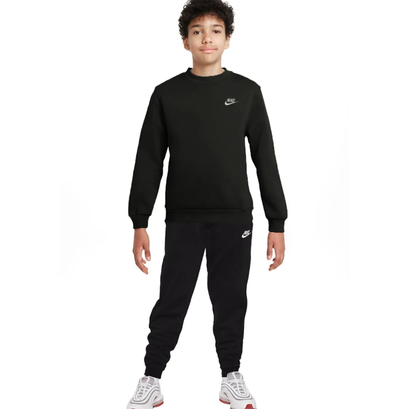 Nike Sportswear Club Fleece Crew Trainingspak Kids Zwart Wit