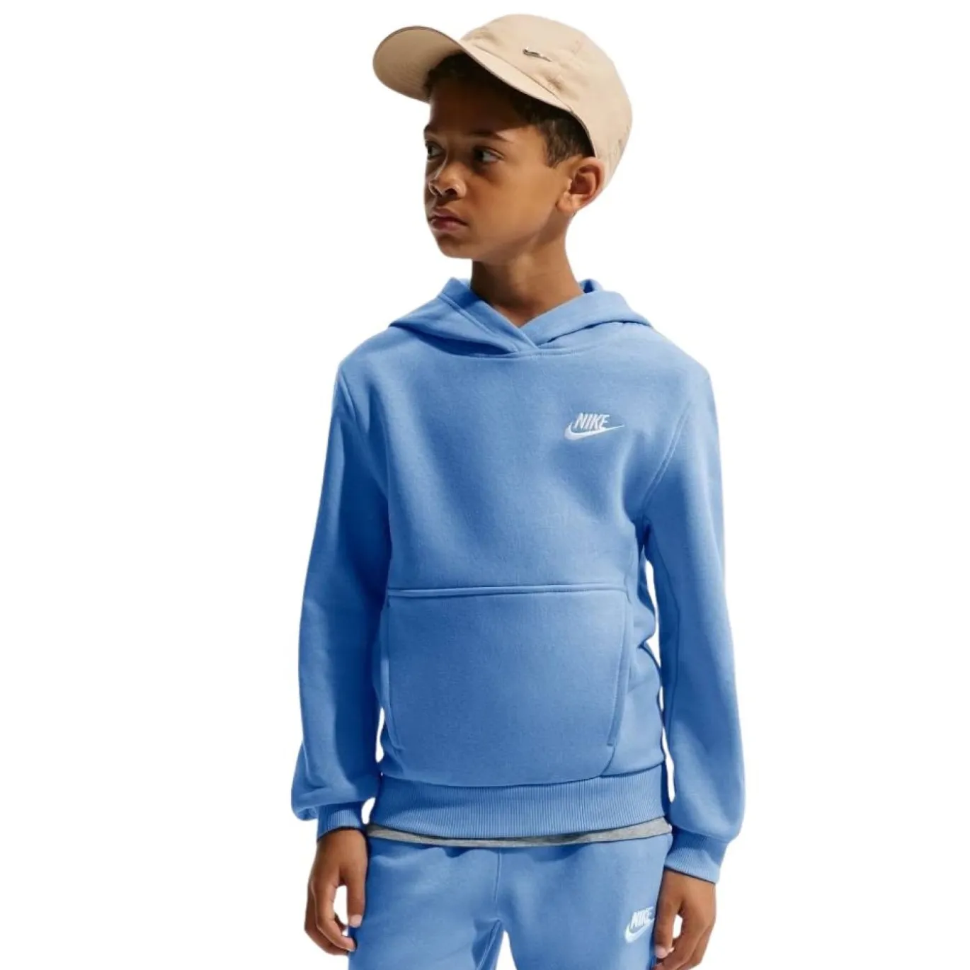Nike Sportswear Club Fleece Hoodie Kids Blauw Wit