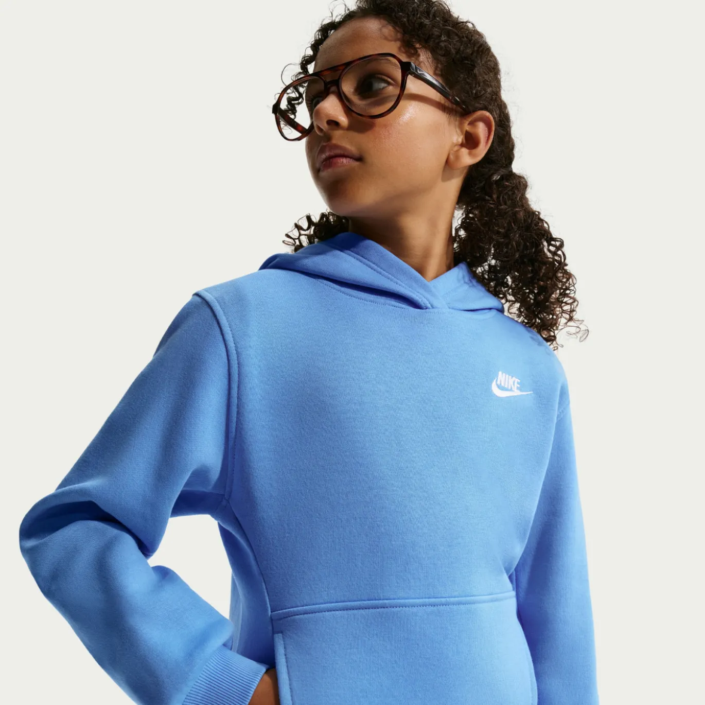 Nike Sportswear Club Fleece Hoodie Kids Blauw Wit