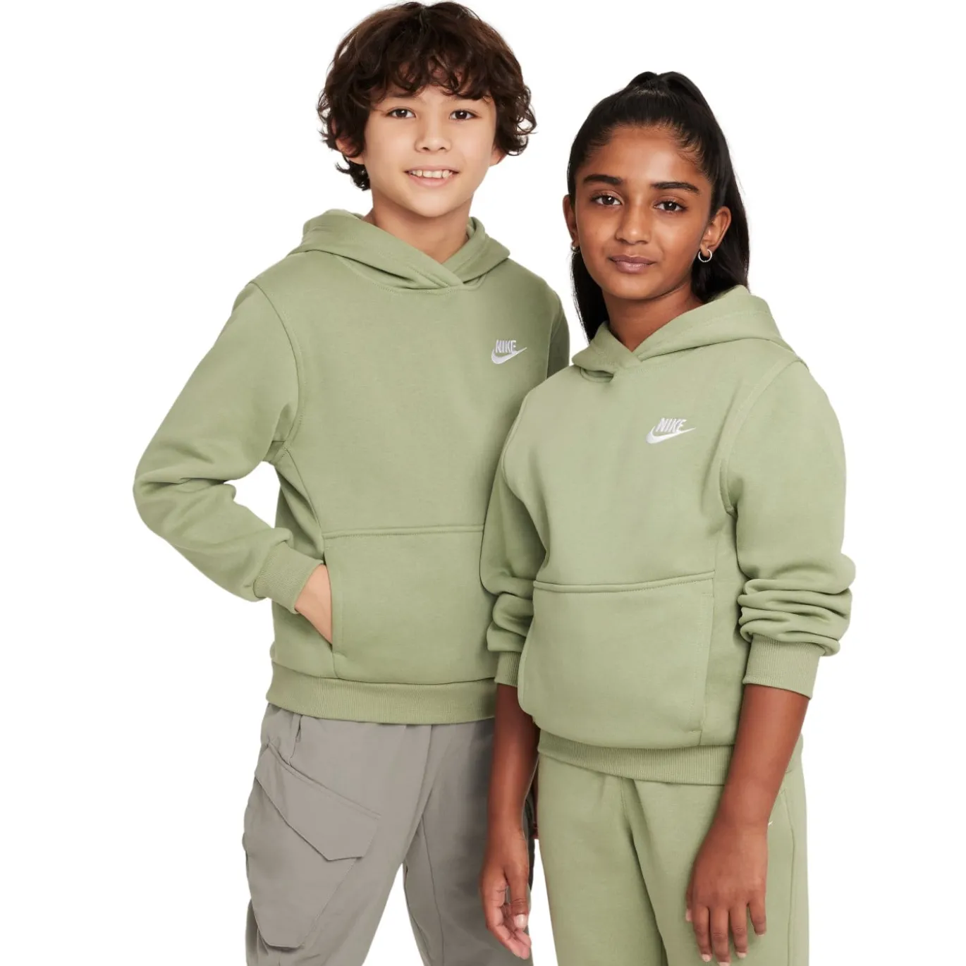 Nike Sportswear Club Fleece Hoodie Kids Lichtgroen Wit