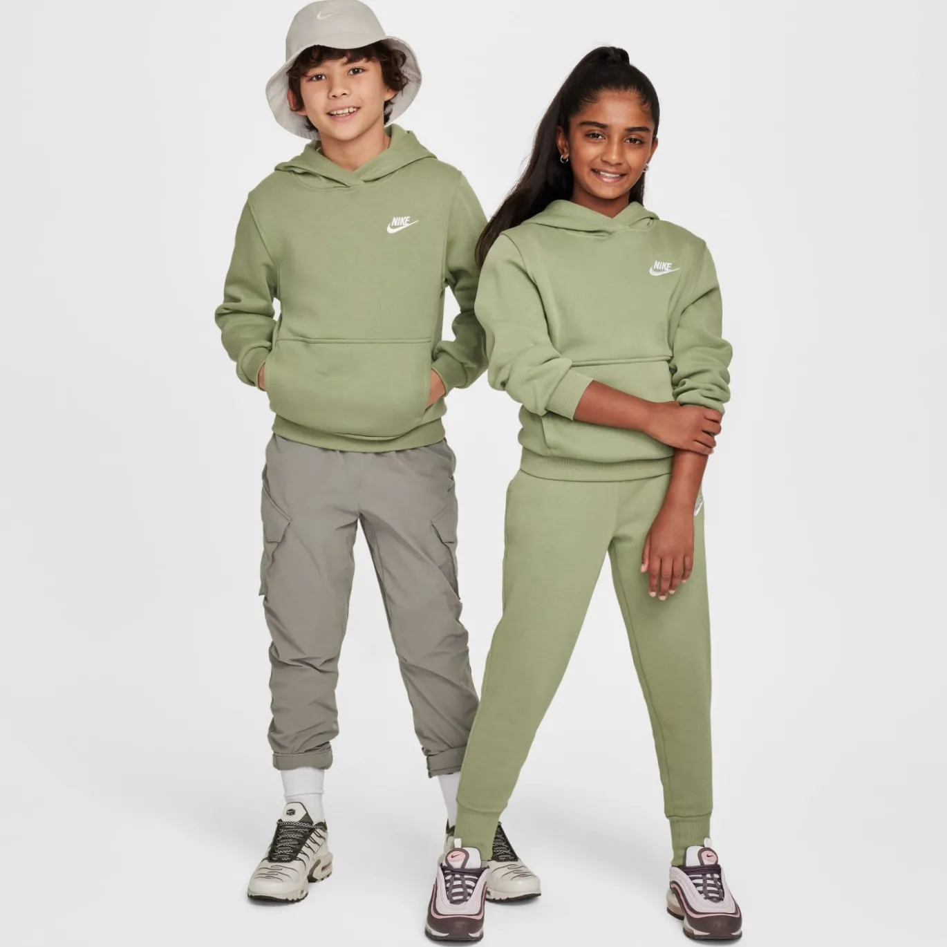 Nike Sportswear Club Fleece Hoodie Kids Lichtgroen Wit