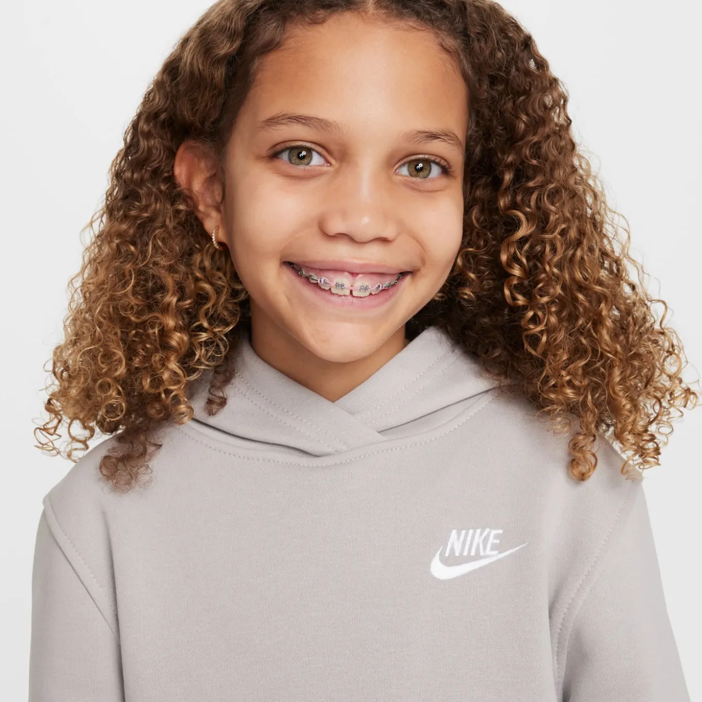 Nike Sportswear Club Fleece Hoodie Kids Grijs Wit