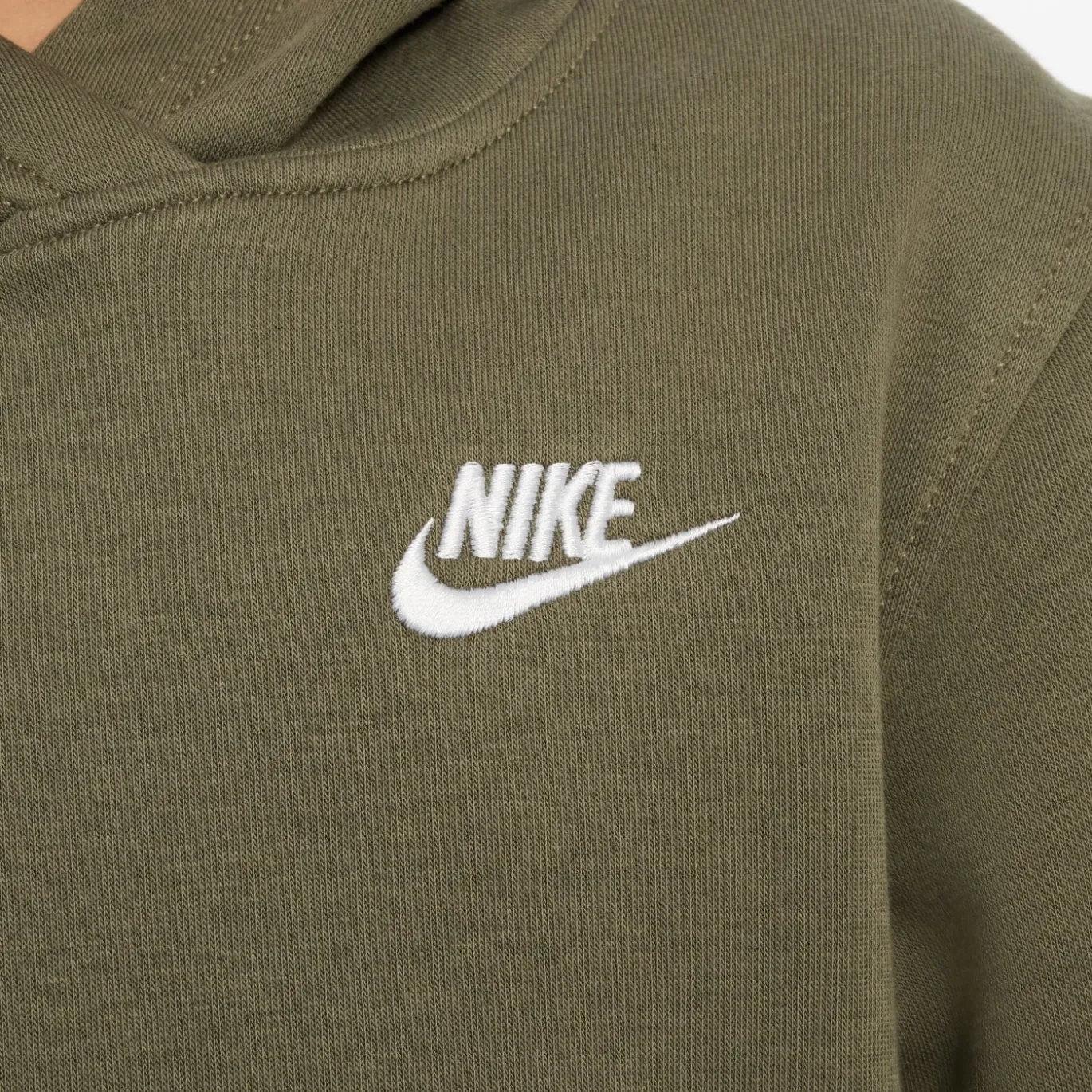 Nike Sportswear Club Fleece Hoodie Kids Olijfgroen Wit