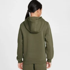 Nike Sportswear Club Fleece Hoodie Kids Olijfgroen Wit
