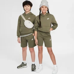 Nike Sportswear Club Fleece Hoodie Kids Olijfgroen Wit