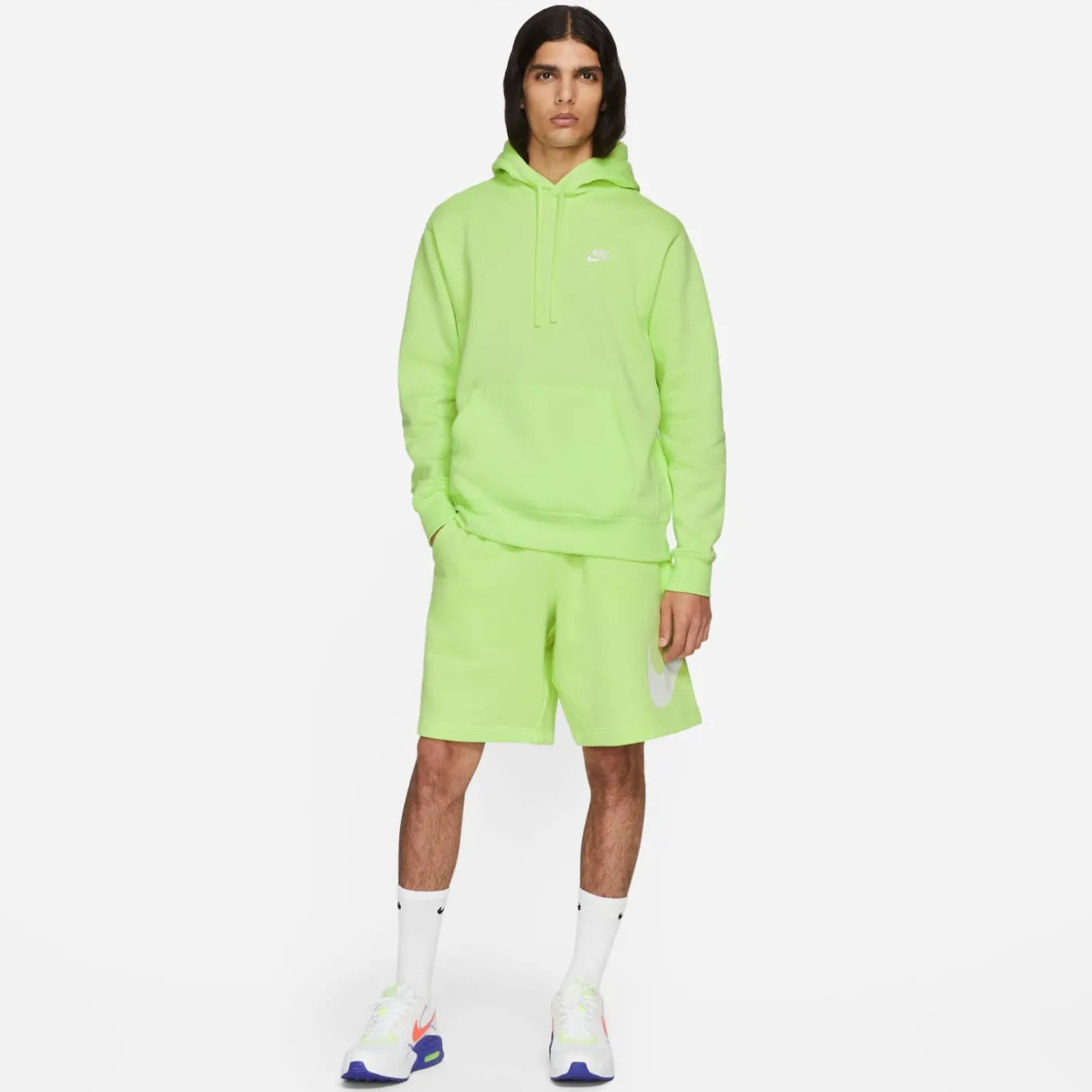Nike Sportswear Club Fleece Hoodie Lichtgroen Wit