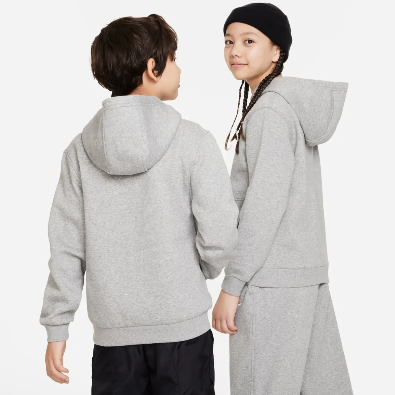 Nike Sportswear Club Fleece Hoodie Kids Lichtgrijs Wit