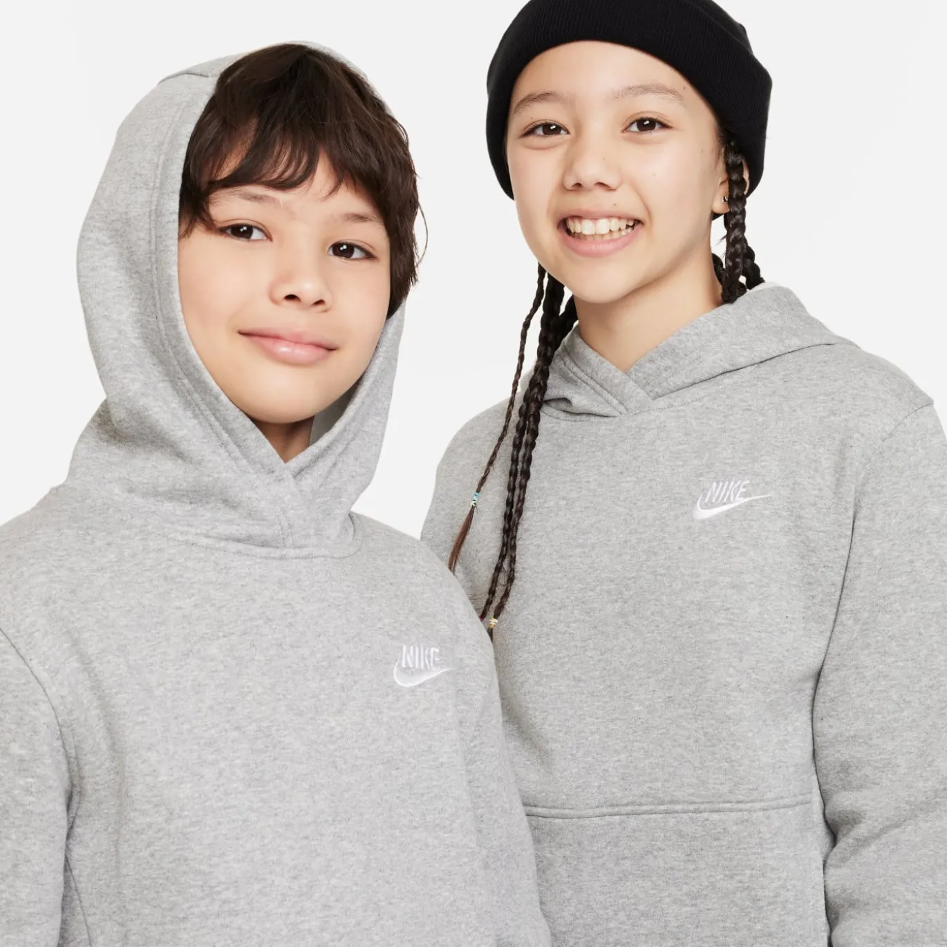 Nike Sportswear Club Fleece Hoodie Kids Lichtgrijs Wit