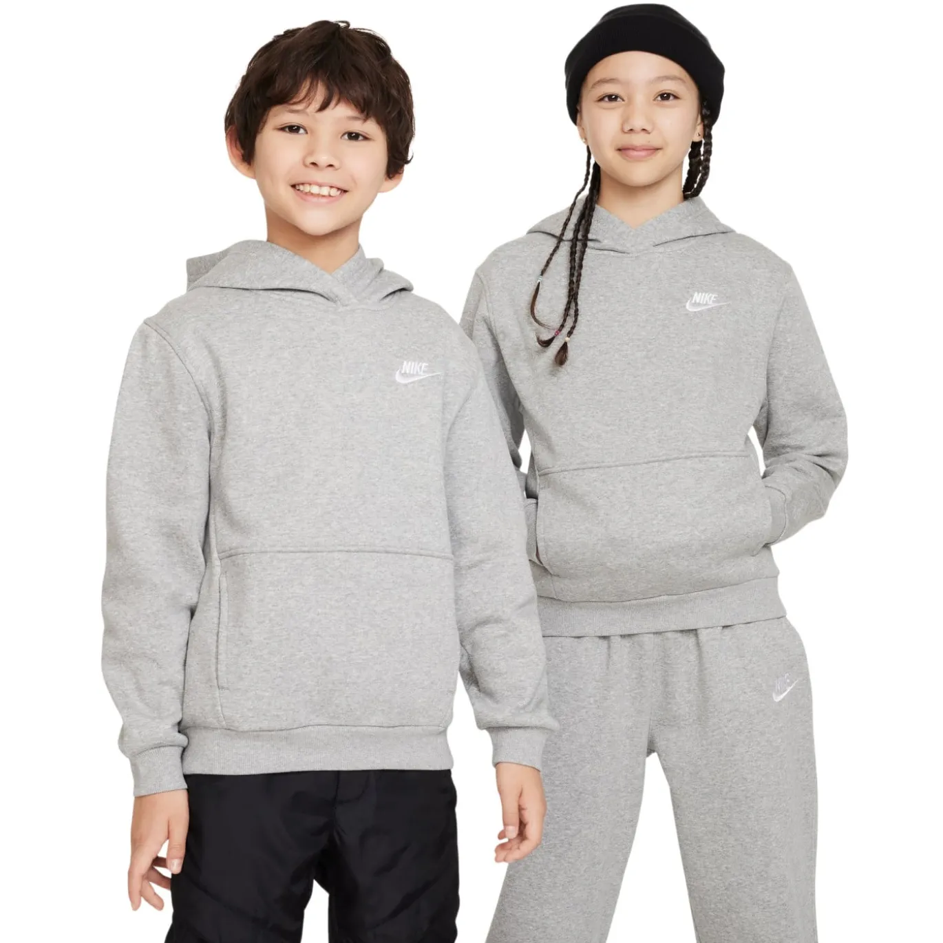 Nike Sportswear Club Fleece Hoodie Kids Lichtgrijs Wit