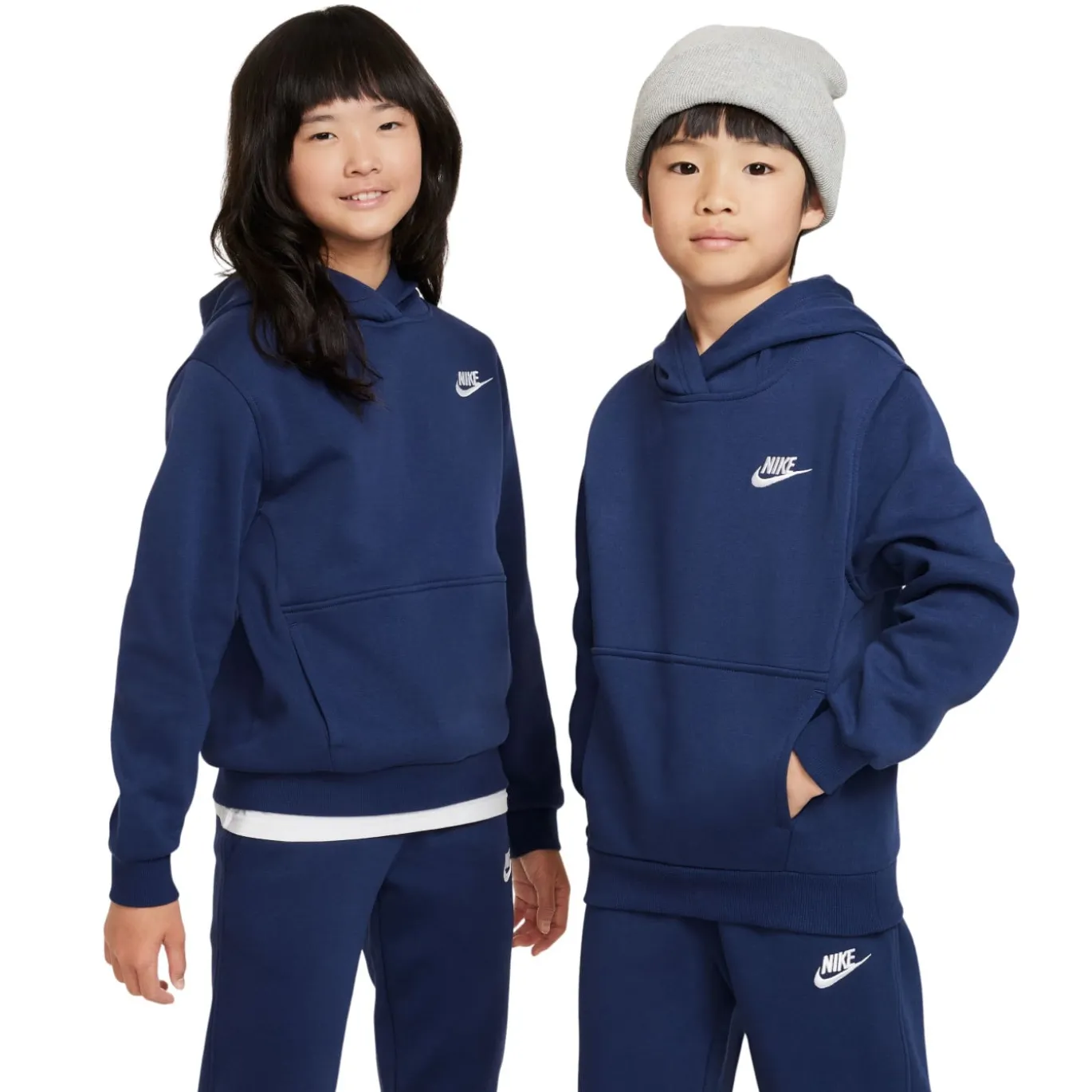 Nike Sportswear Club Fleece Hoodie Kids Donkerblauw Wit