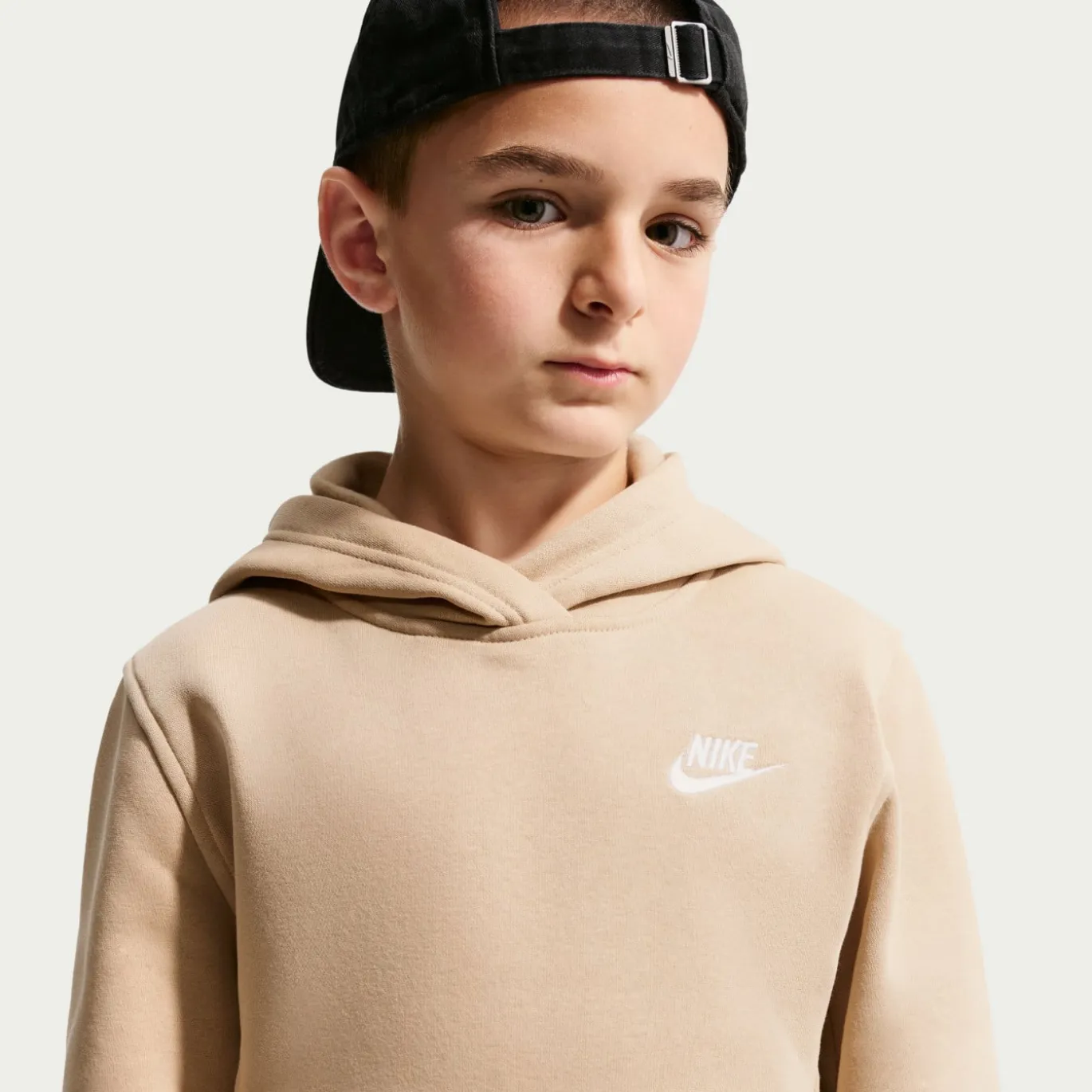 Nike Sportswear Club Fleece Hoodie Kids Beige Wit