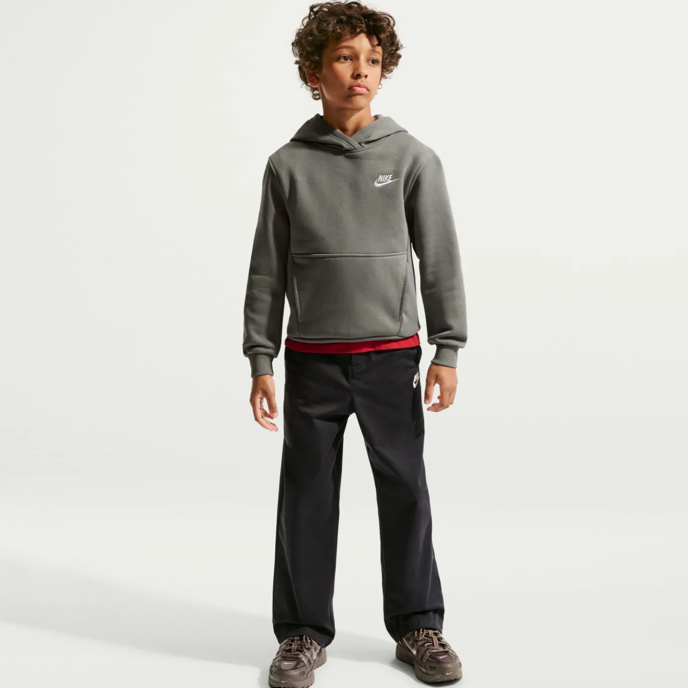 Nike Sportswear Club Fleece Hoodie Kids Donkergrijs Wit