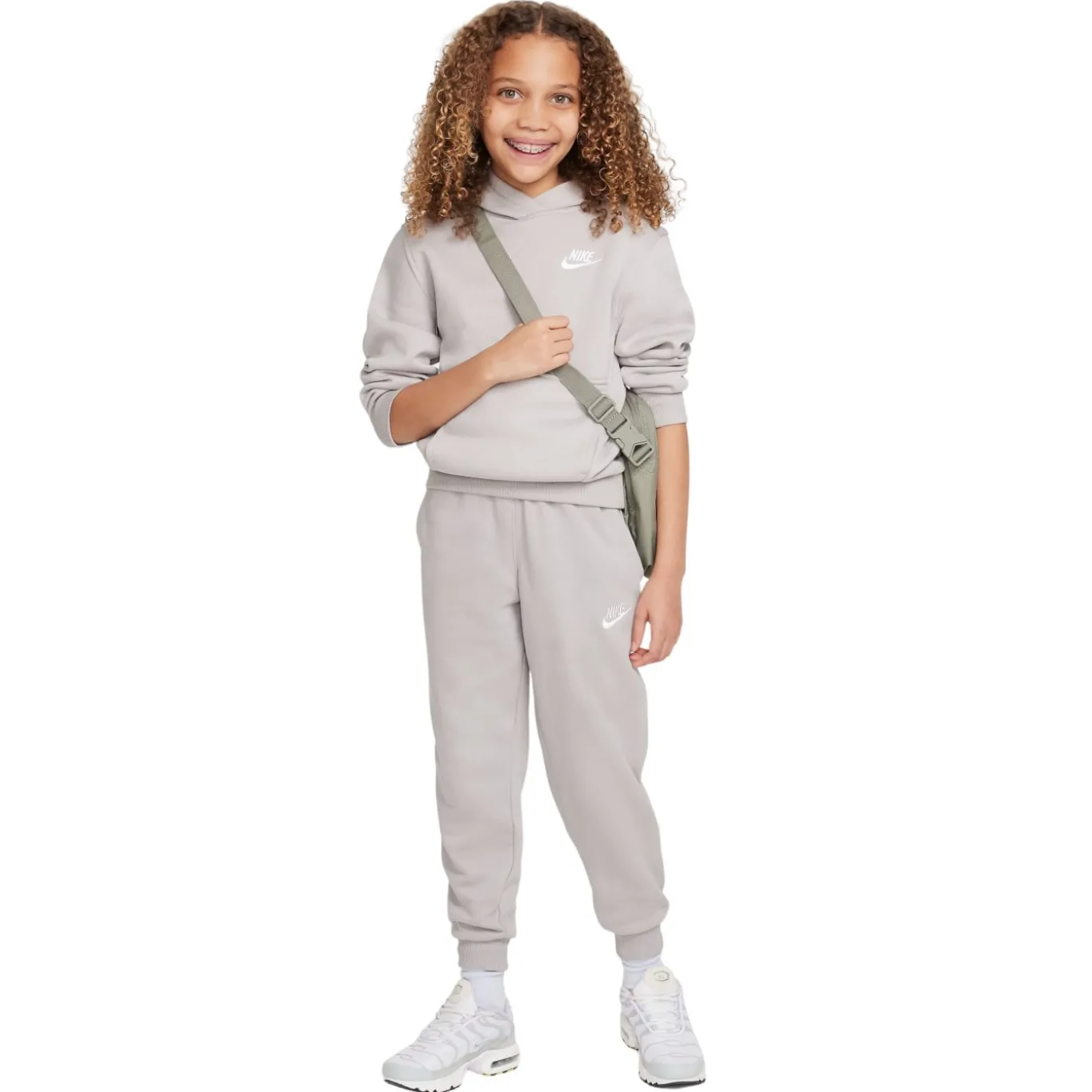 Nike Sportswear Club Fleece Hoodie Trainingspak Kids Grijs Wit
