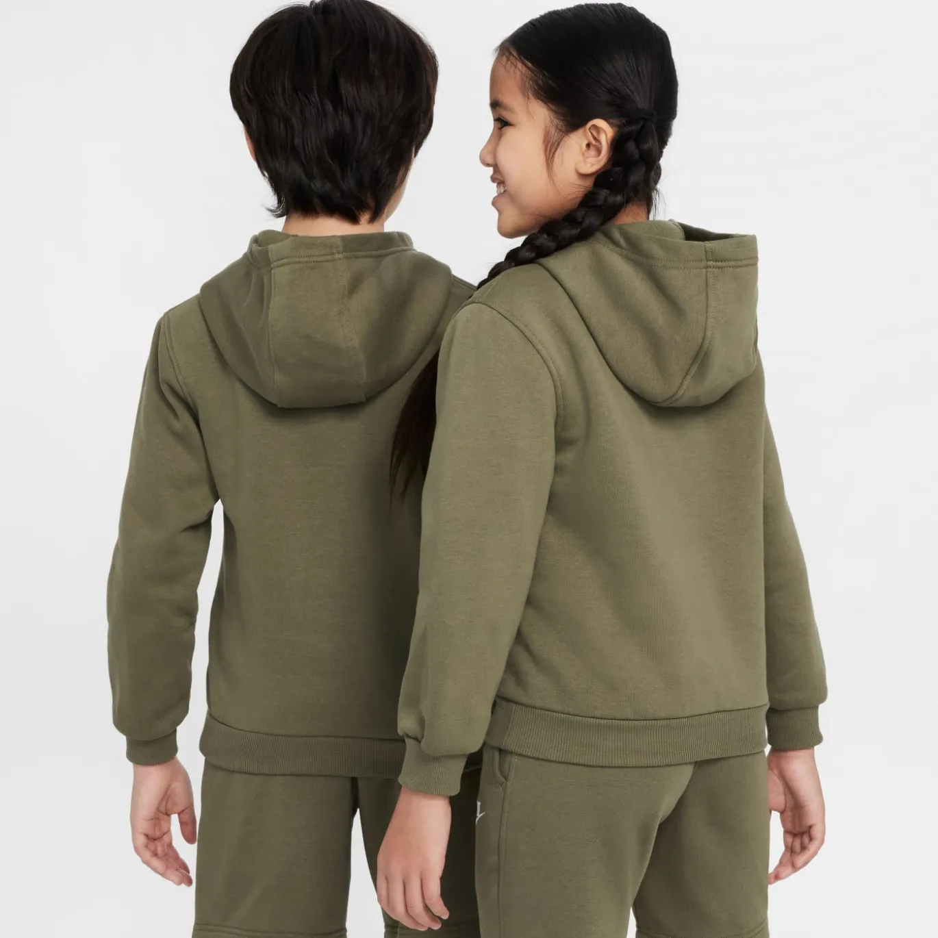Nike Sportswear Club Fleece Hoodie Trainingspak Kids Olijfgroen Wit