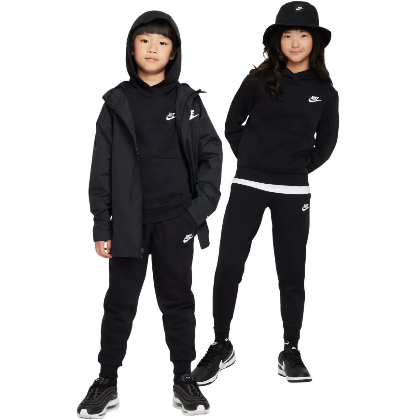 Nike Sportswear Club Fleece Hoodie Trainingspak Kids Zwart Wit