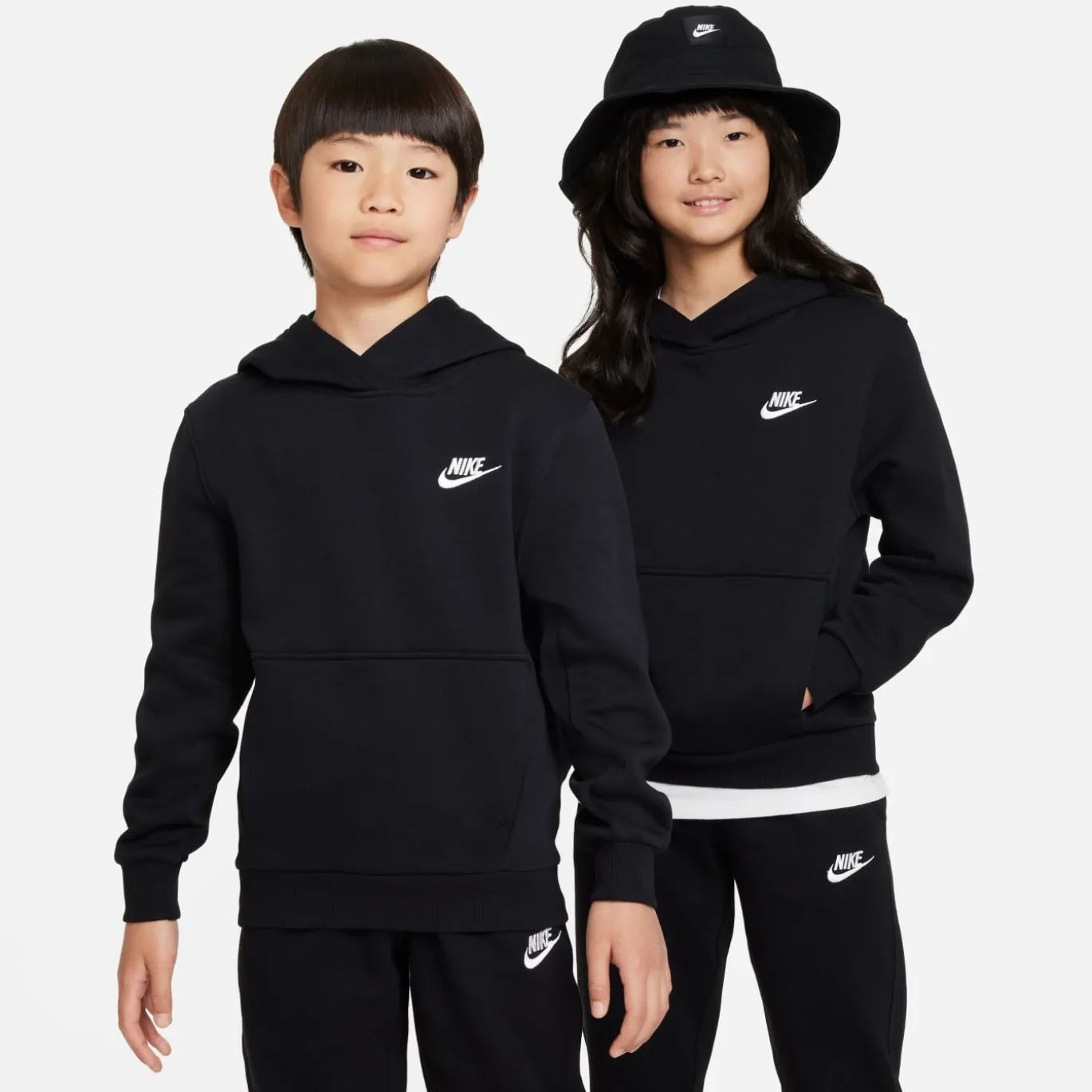 Nike Sportswear Club Fleece Hoodie Trainingspak Kids Zwart Wit