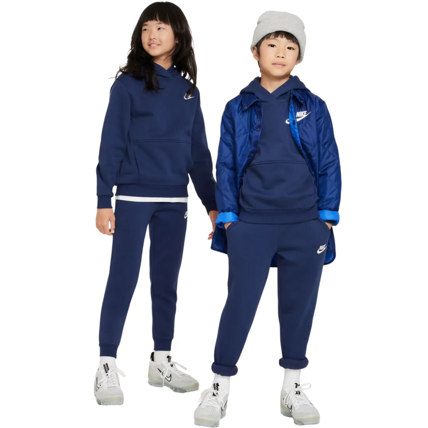 Nike Sportswear Club Fleece Hoodie Trainingspak Kids Donkerblauw Wit