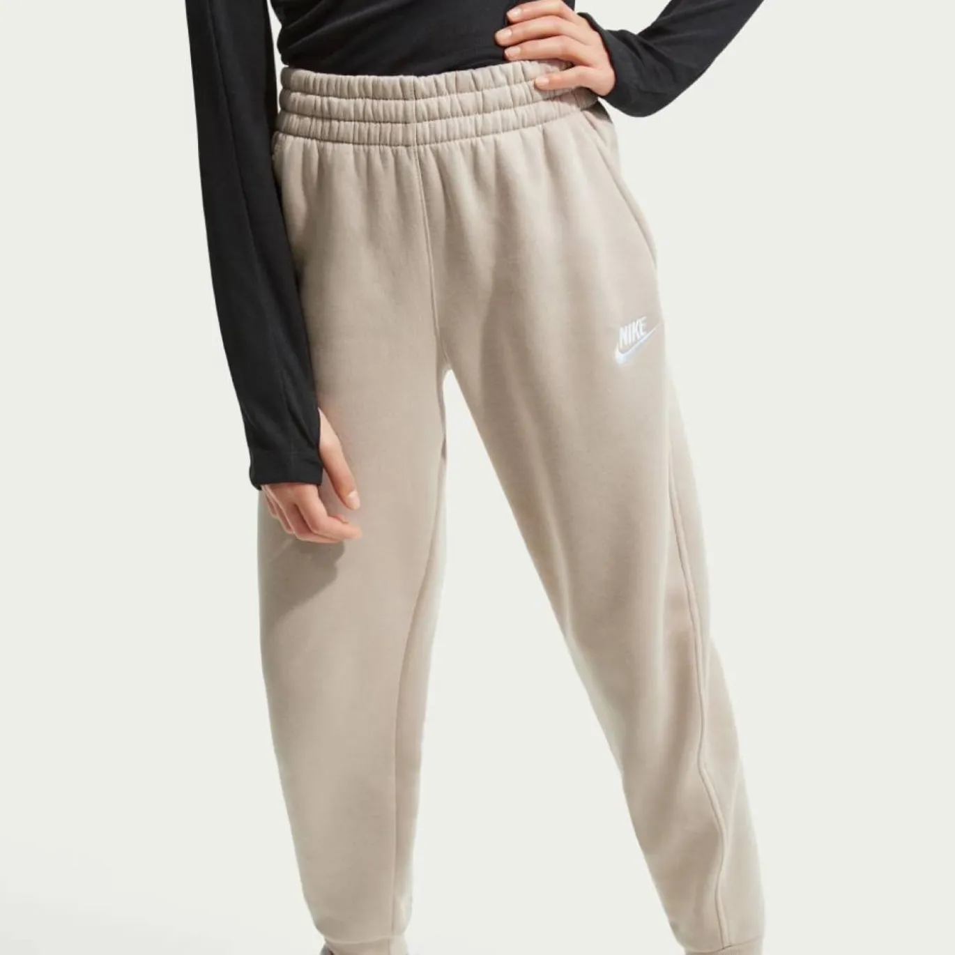 Nike Sportswear Club Fleece Joggingbroek Kids Lichtbruin Wit