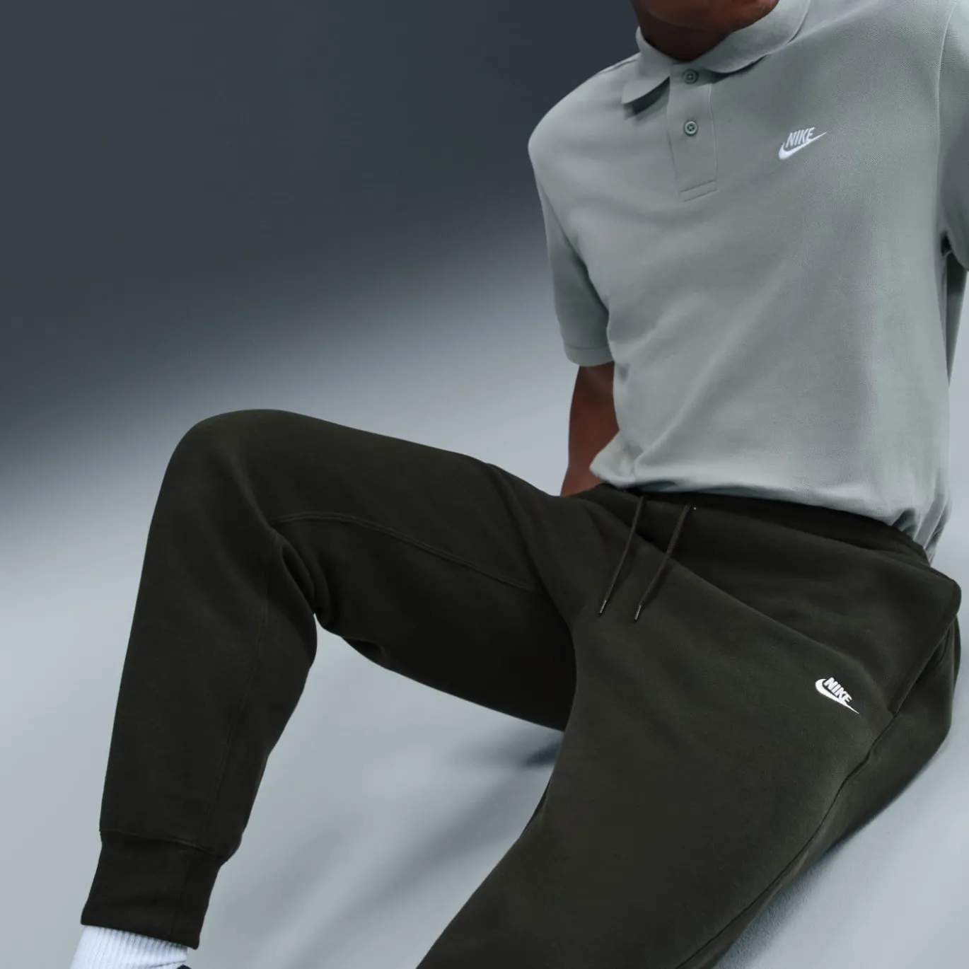 Nike Sportswear Club Fleece Joggingpak Hooded Donkergroen Wit