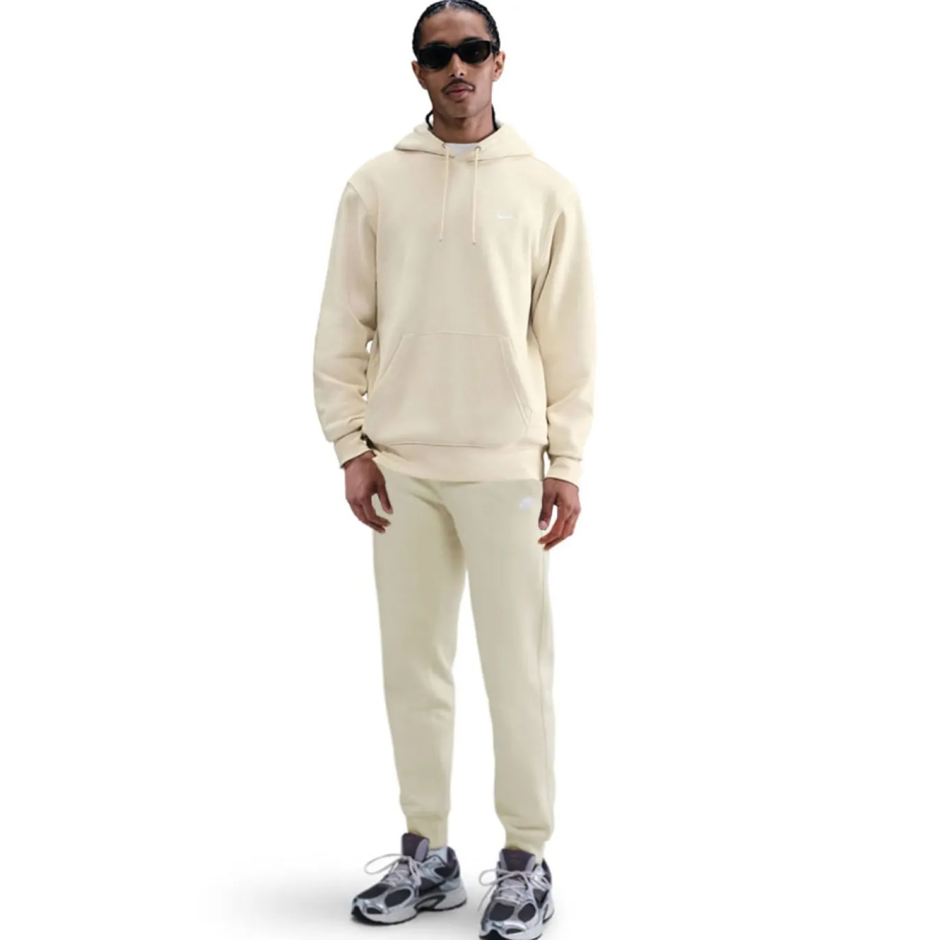 Nike Sportswear Club Fleece Joggingpak Hooded Lichtbeige Wit